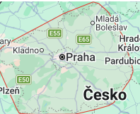 Orientační mapa výjezdové oblasti Praha a Středočeský kraj